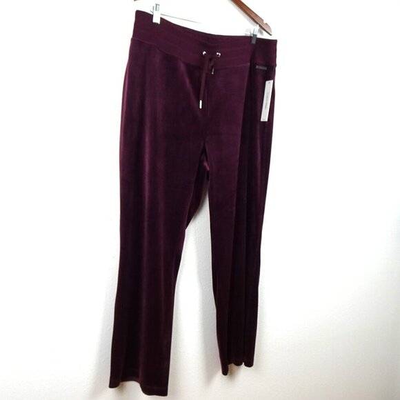 Calvin Klein Velour Pants Women's Plus Size 1X Red Pull On Elastic Waist - Picture 3 of 11